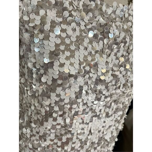 French Connection Snow Short Sleeve White Sequined Mini Dress Wedding Dress Size